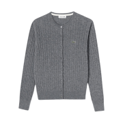 (W) Lacoste Cable Crewneck Cardigan Grey