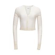 (W) Guizio Mohair Ribbed Cardigan White