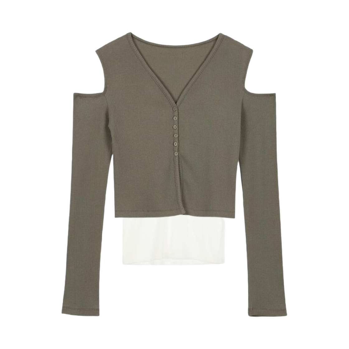 (W) 다이닛 레이어 버튼 가디건 모카((W) Deinet Layer Button Cardigan in Mocha)
