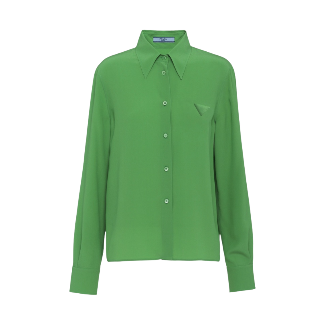 (W) 프라다 크레이프 드 신 셔츠 그린((W) Prada Crepe De Chine Shirt Green) - 1