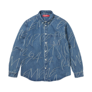 Supreme Handwriting Jacquard Denim Shirt Washed Indigo - 23FW