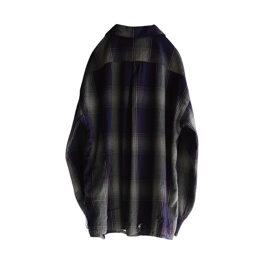 안셀름 데미지 플란넬 체크 셔츠 그레이 버건디(Ancellm Damaged Flannel Check Shirt Gray Burgundy) - 2