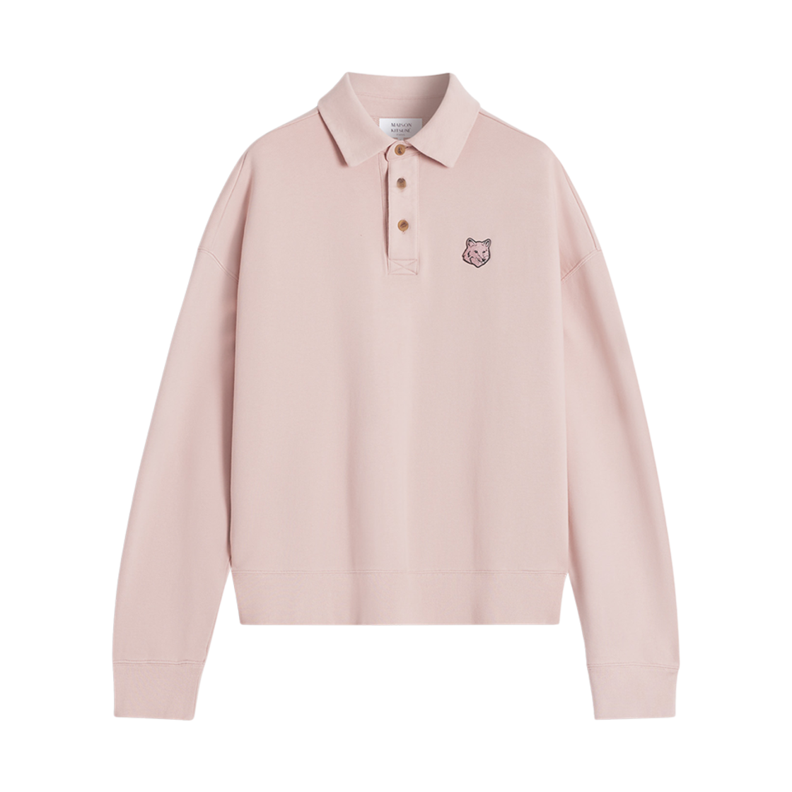 메종 키츠네 볼드 폭스 헤드 플리스 오버사이즈 폴로 스웨트셔츠 핑크 클레이(Maison Kitsune Bold Fox Head Fleece Oversize Polo Sweatshirt Pink Clay)
