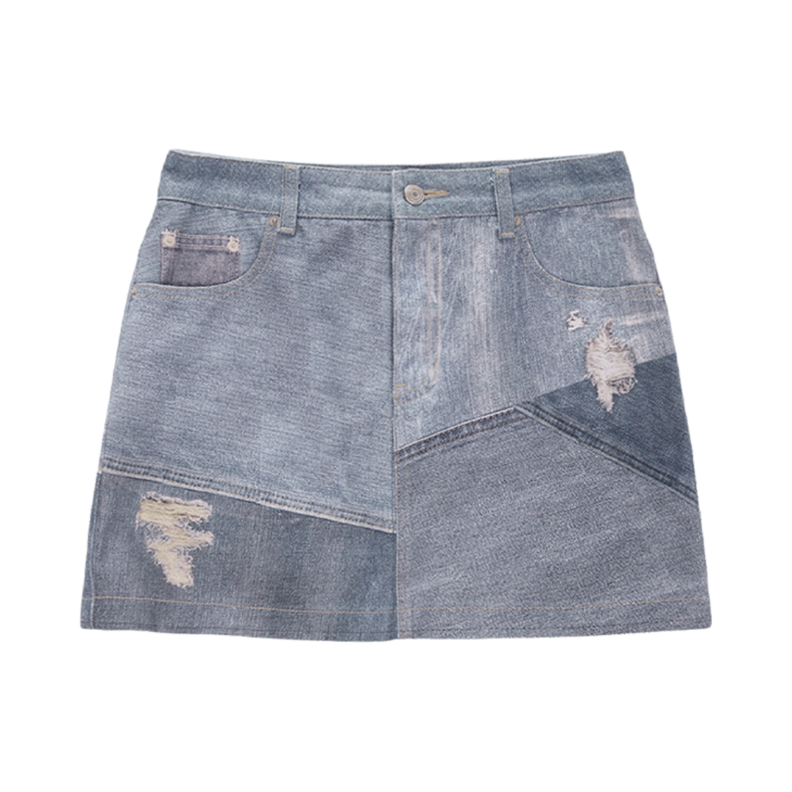 MK2378DN035M0SK (W) Matin Kim Denim Block Printed Skirt Sky
