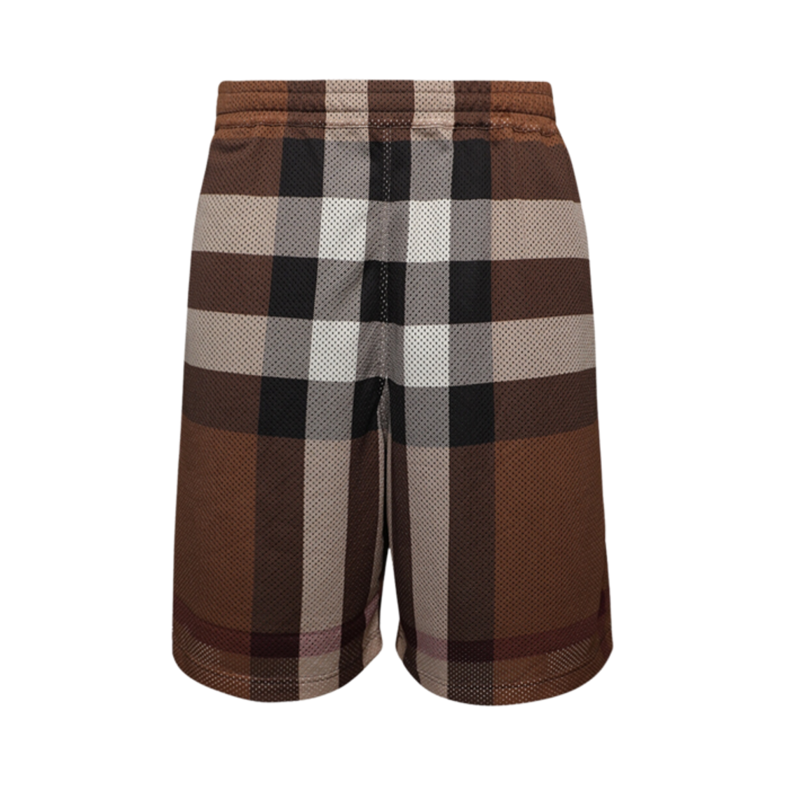 8067824 Burberry Check Mesh Drawstring Shorts Dark Birch Brown