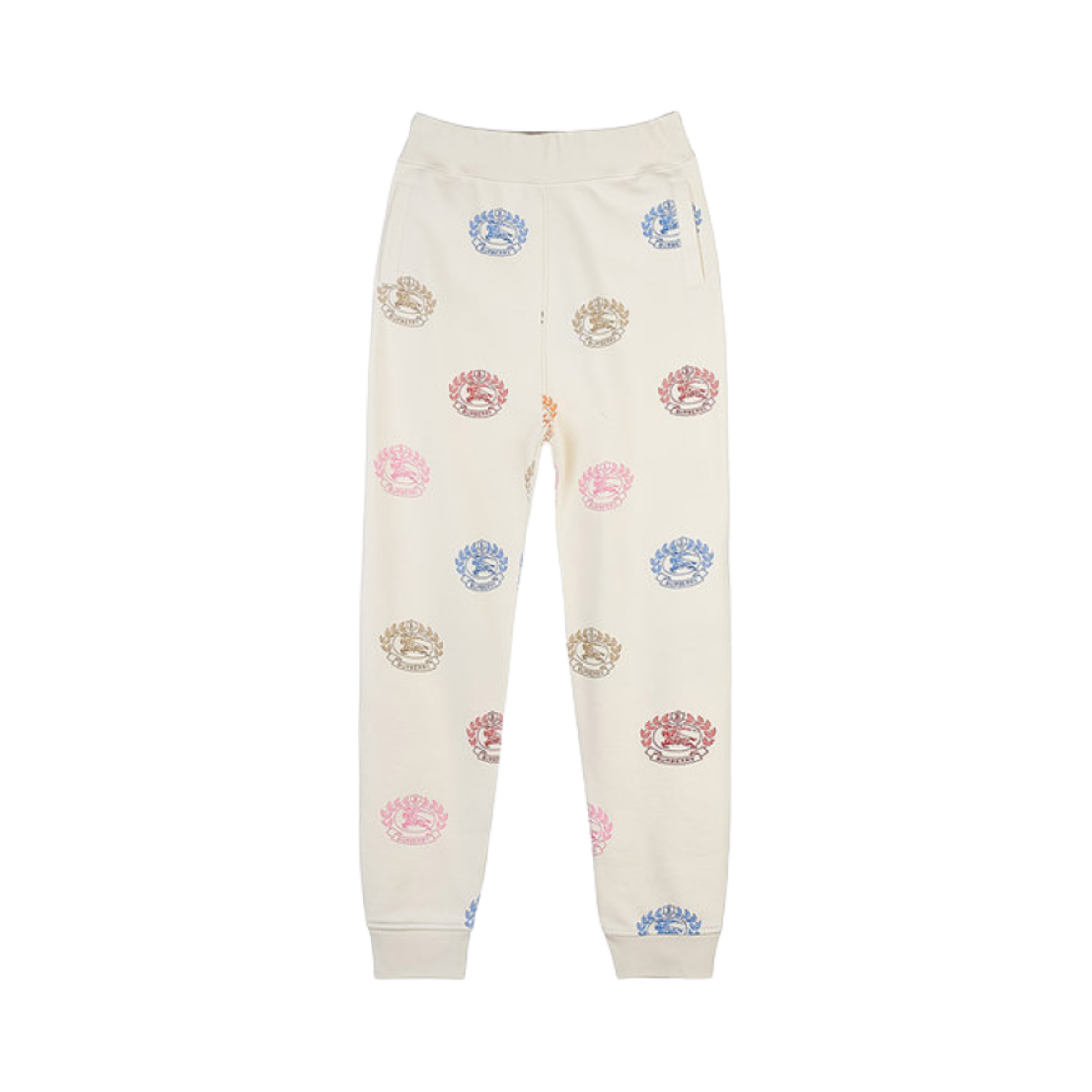 8063436 (Kids) Burberry EKD Print Cotton Jogging Pants Pale Cream