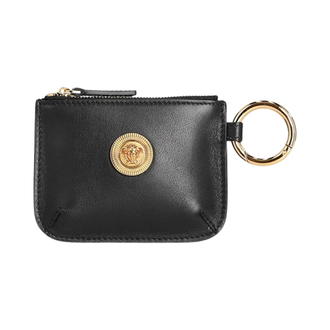 1007713-1A03190-1B00V Versace Medusa Key Ring Coin Purse Black Gold