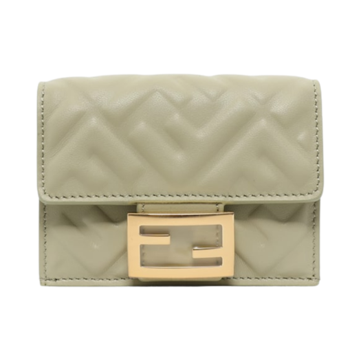 Fendi Baguette Micro Tri-Fold Wallet Sage Green
