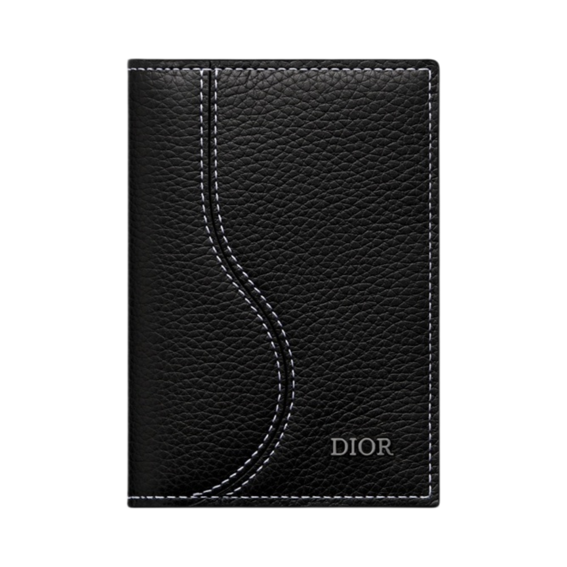 2ADCH169YKK-H00N Dior Saddle Bi Fold Card Holder Black Grained Calfskin Leather Marquetry
