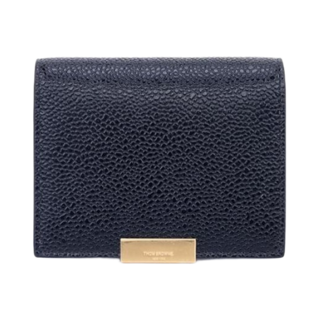 MAW285A-00198-001 Thom Browne Pebble Grain Leather Lock Detail Double Card Holder Black