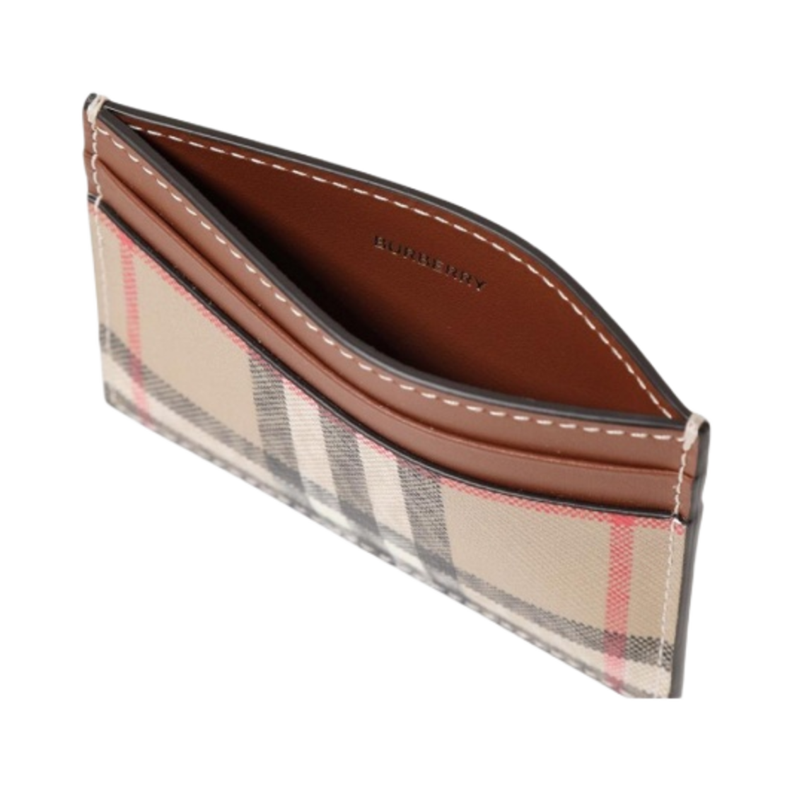 버버리 빈티지 체크 레더 카드 케이스 탄(Burberry Vintage Check and Leather Card Case Tan) - 2