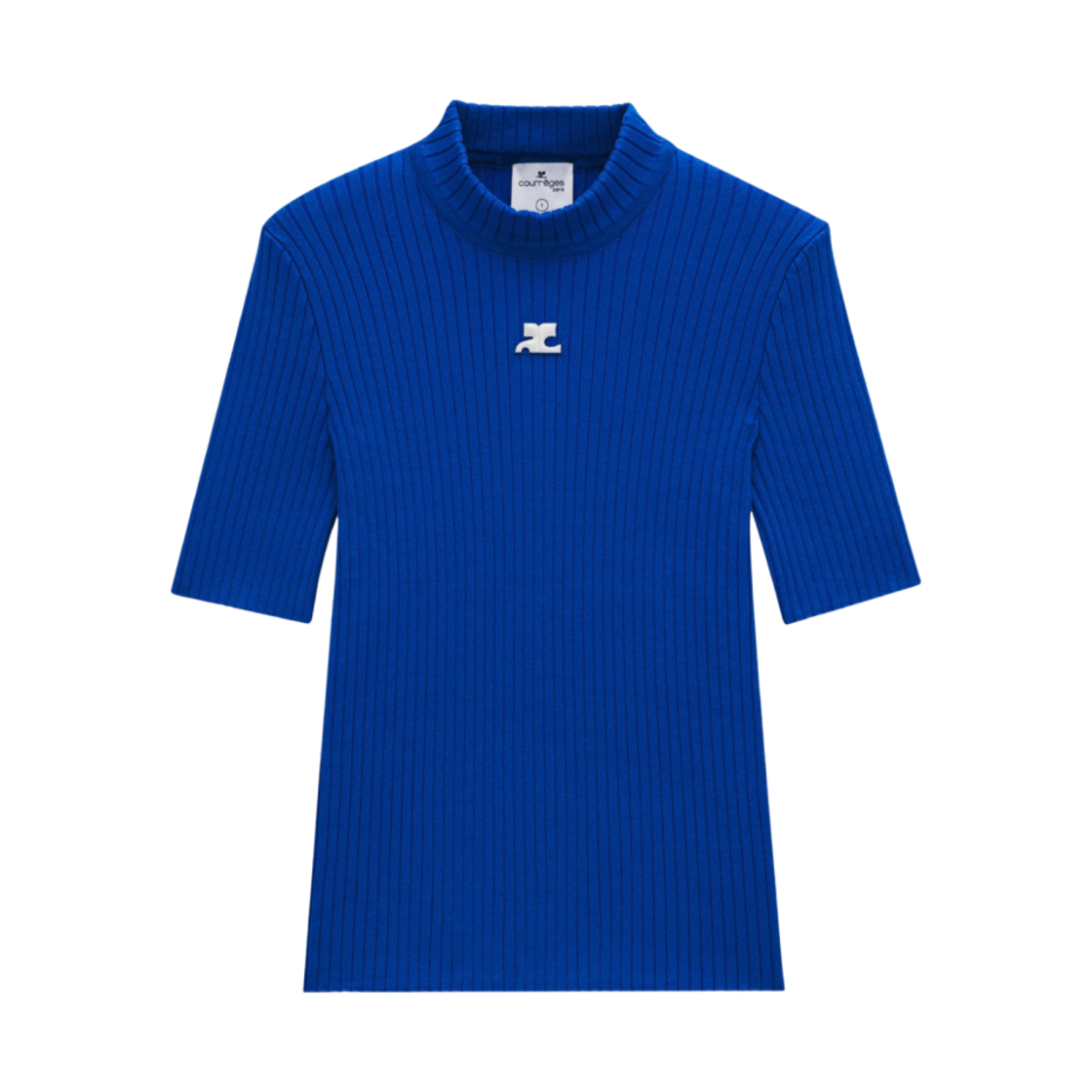 (W) 꾸레쥬 리에디션 니트 탑 숏슬리브 블루((W) Courreges Reedition Knit Top Short Sleeves Blue) - 1