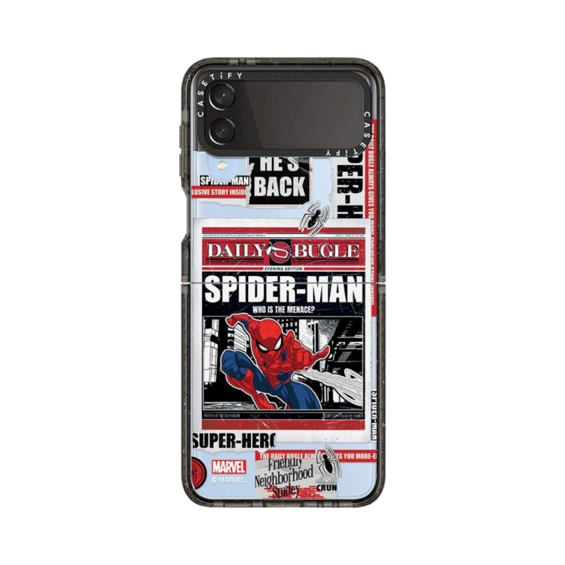 케이스티파이 x 마블 갤럭시 스파이더맨 뉴스페이퍼 스티커 임팩트 케이스 클리어 블랙(Casetify x Marvel Galaxy Spider-Man Newspaper Sticker Impact Case Clear Black) - 2