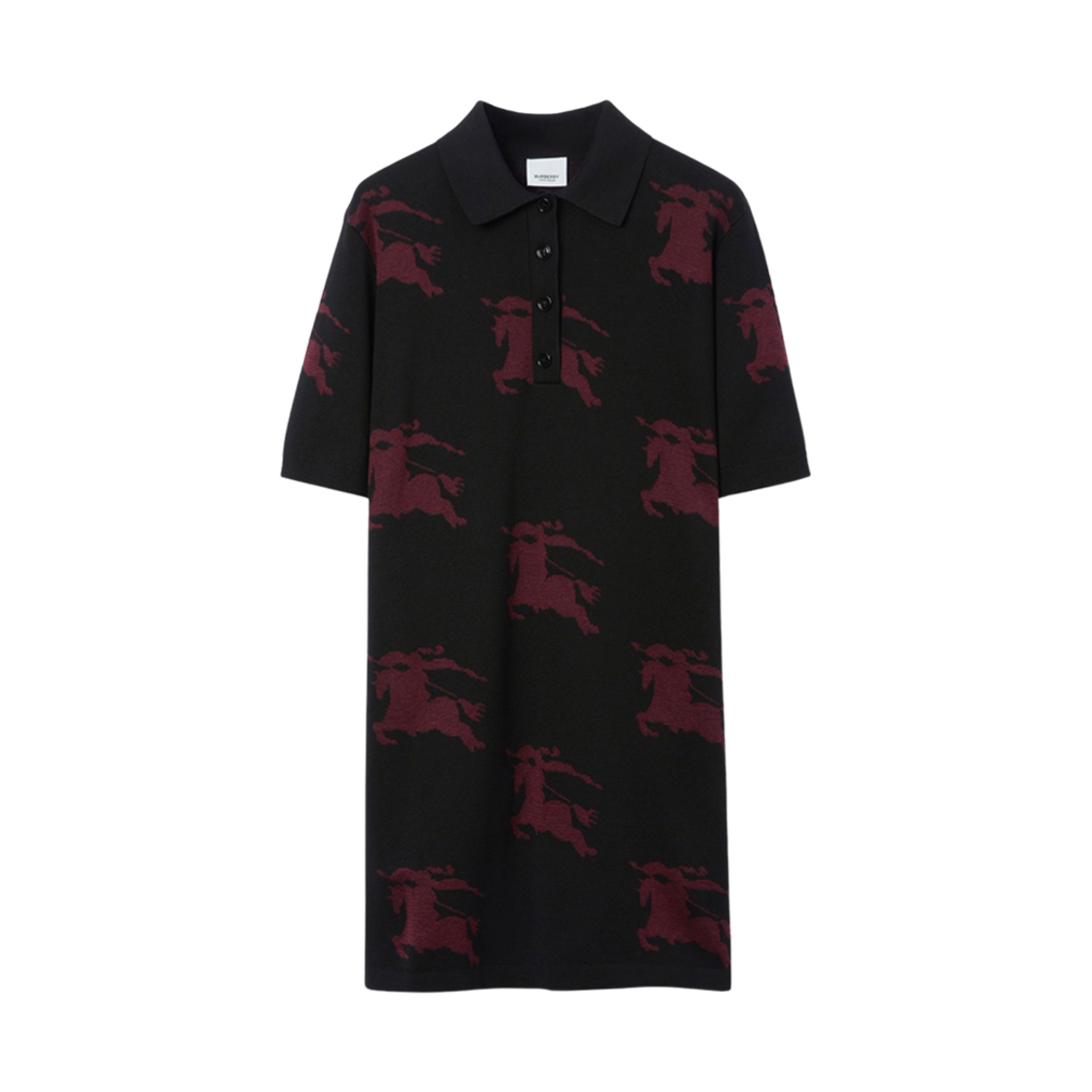 (W) 버버리 EKD 코튼 실크 폴로 셔츠 드레스 블랙 보르도