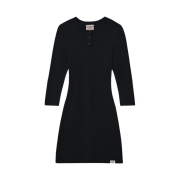 (W) Glowny 3/4 Button Fly Mini Dress Black