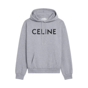Celine Loose Hoodie in Cotton Fleece Grey Black