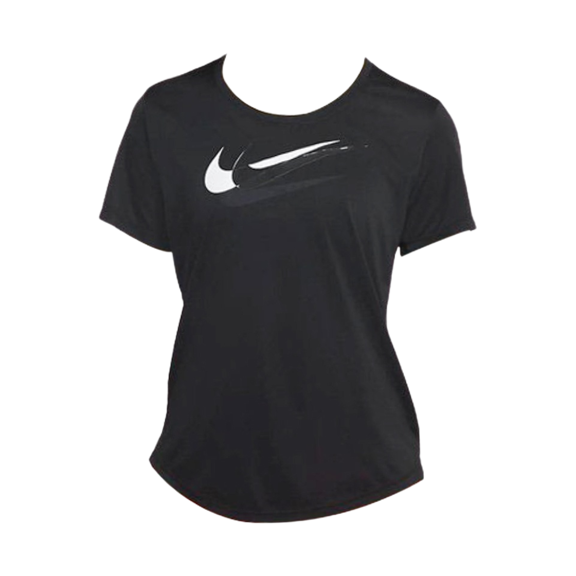 (W) 나이키 드라이핏 스우시 숏슬리브 러닝 탑 블랙 화이트 - US/EU(Nike Dri-Fit Swoosh Short Sleeve Running Top- US/EU) - 1