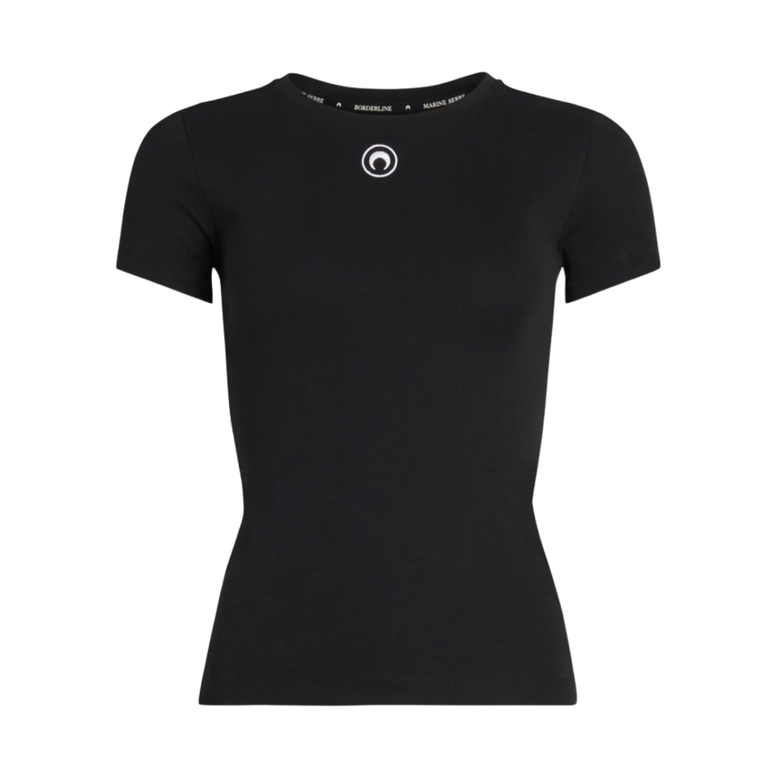 (W) 마린 세르 오가닉 코튼 립 티셔츠 블랙((W) Marine Serre Organic Cotton Rib T-Shirt Black)