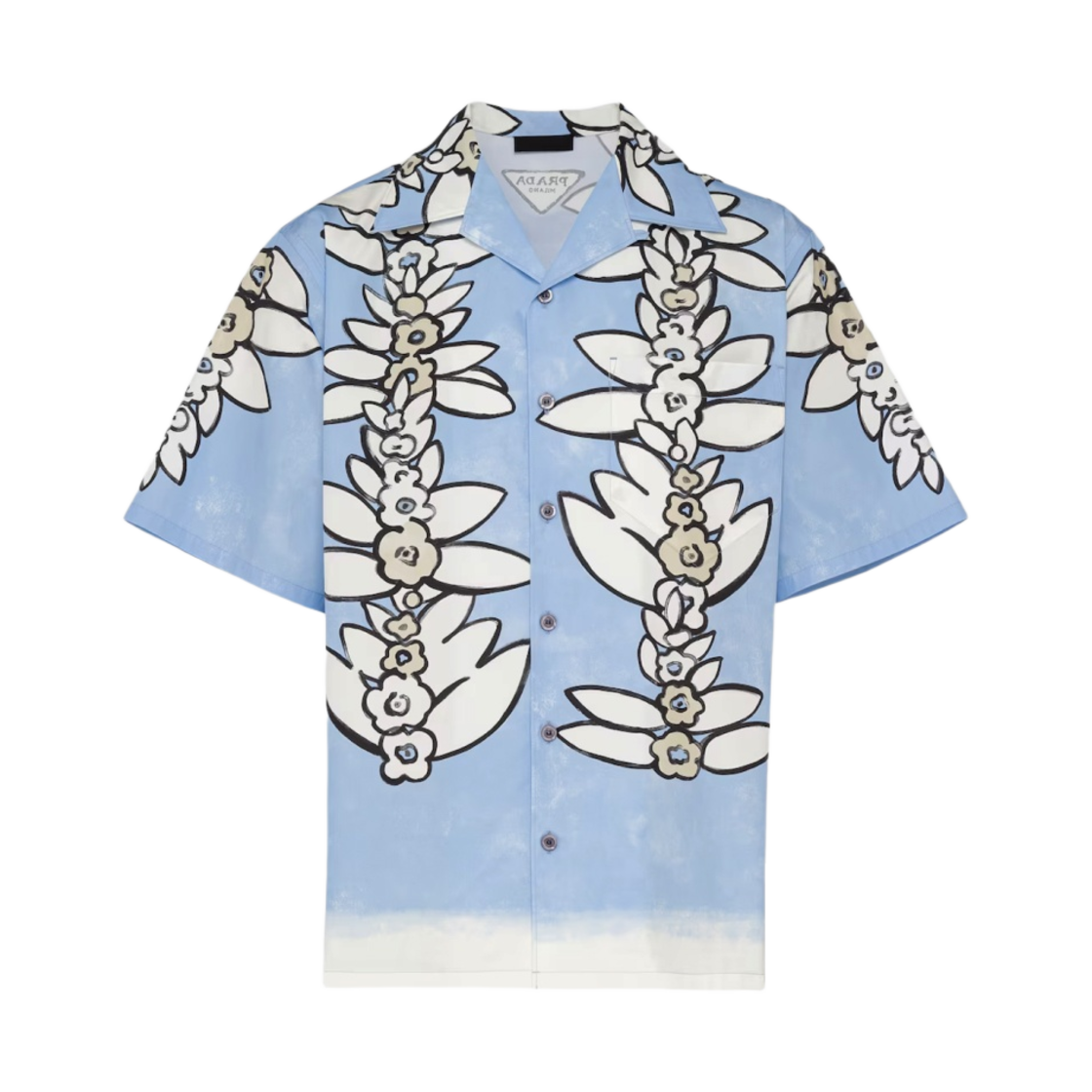 프라다 숏슬리브 프린티드 코튼 셔츠 라이트 블루 코드(Prada Short Sleeve Printed Cotton Shirt Light Blue Cord)