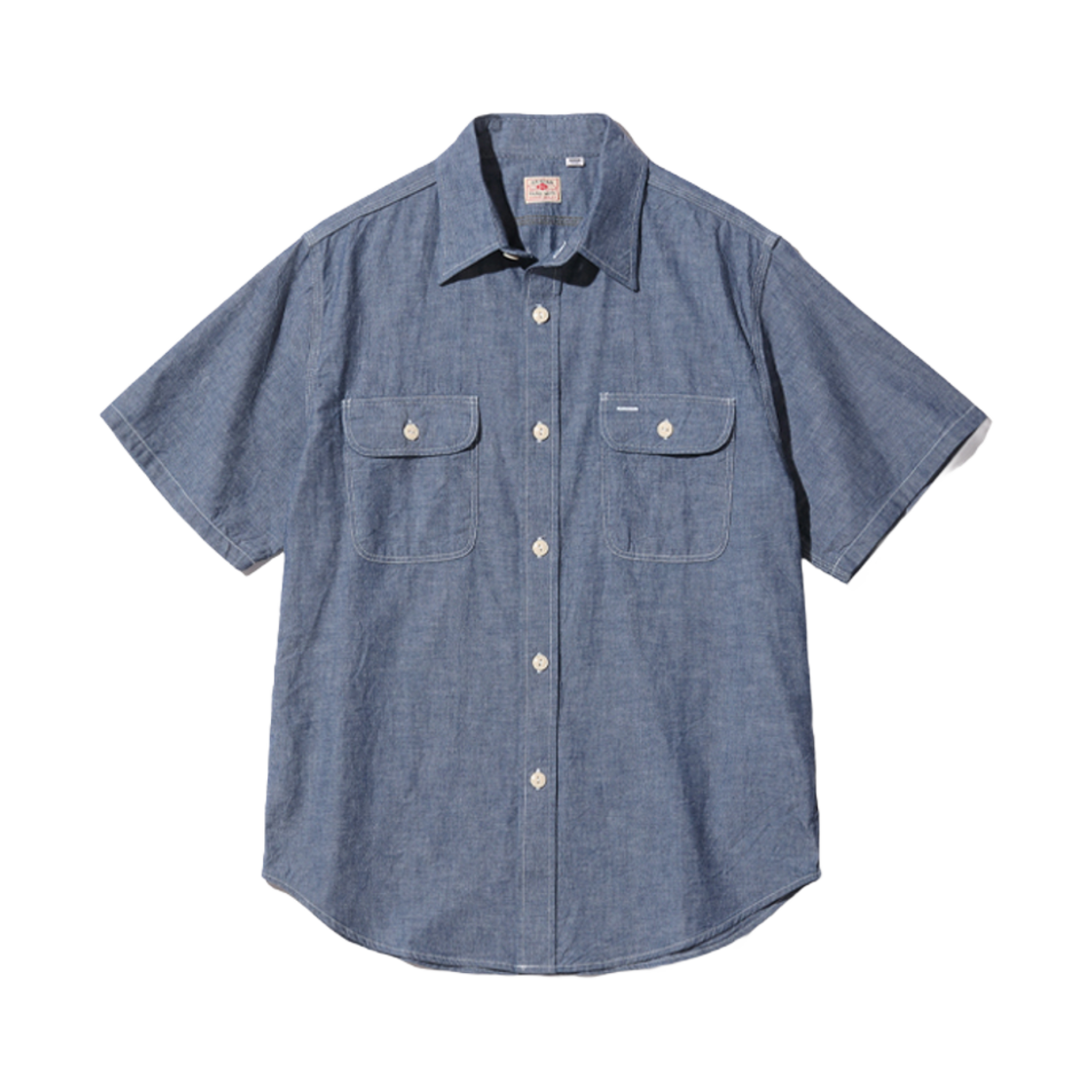 슈가 케인 블루 샴브레이 워크 셔츠 숏슬리브 원 워시(Sugar Cane Blue Chambray Work Shirt Short Sleeve One Wash)