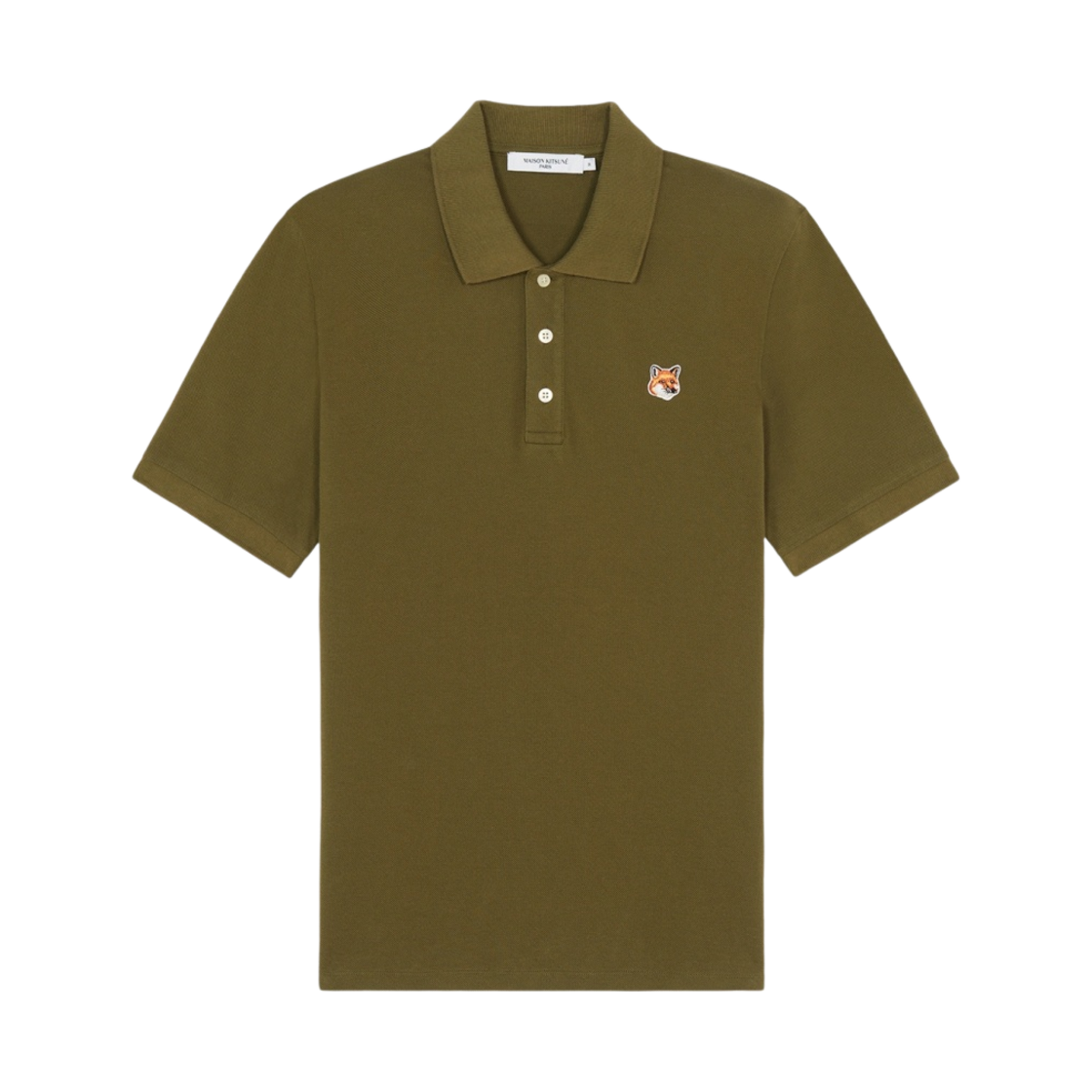 메종 키츠네 폭스 헤드 패치 클래식 폴로 다크 카키(Maison Kitsune Fox Head Patch Classic Polo Dark Khaki)