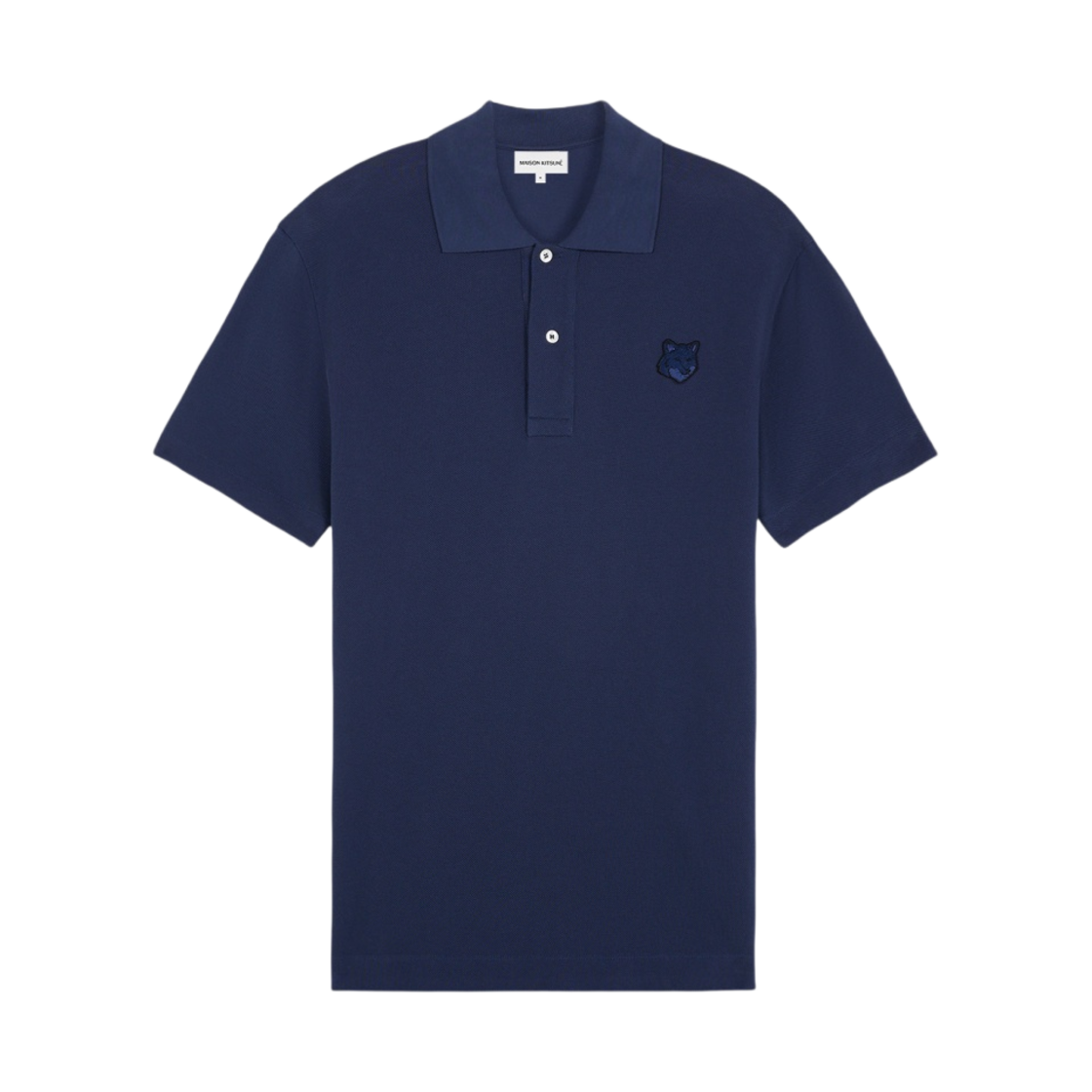 메종 키츠네 볼드 폭스 헤드 패치 컴포트 폴로 잉크 블루(Maison Kitsune Bold Fox Head Patch Comfort Polo Ink Blue)