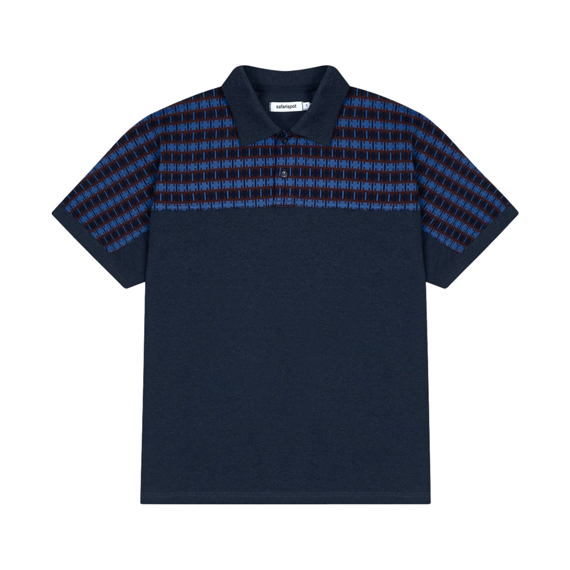 사파리스팟 레귤러 체스트 그리드 웨이브 피케이 티 - 네이비(Safarispot Regular Chest Grid Wave Pk Tee - Navy)