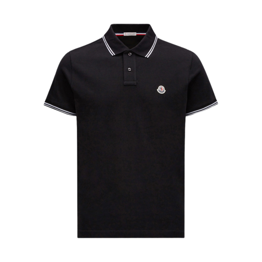 J1-091-8A00025-84556-999 Moncler Logo Patch Polo Shirt Black - 24SS