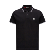 Moncler Logo Patch Polo Shirt Black - 24SS