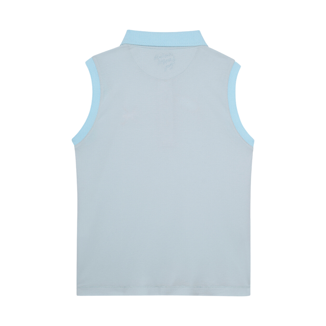(W) 메종 키츠네 프로파일 폭스 슬리브리스 폴로 셔츠 스카이 블루((W) Maison Kitsune Profile Fox Sleeveless Polo Shirt Sky Blue) - 2