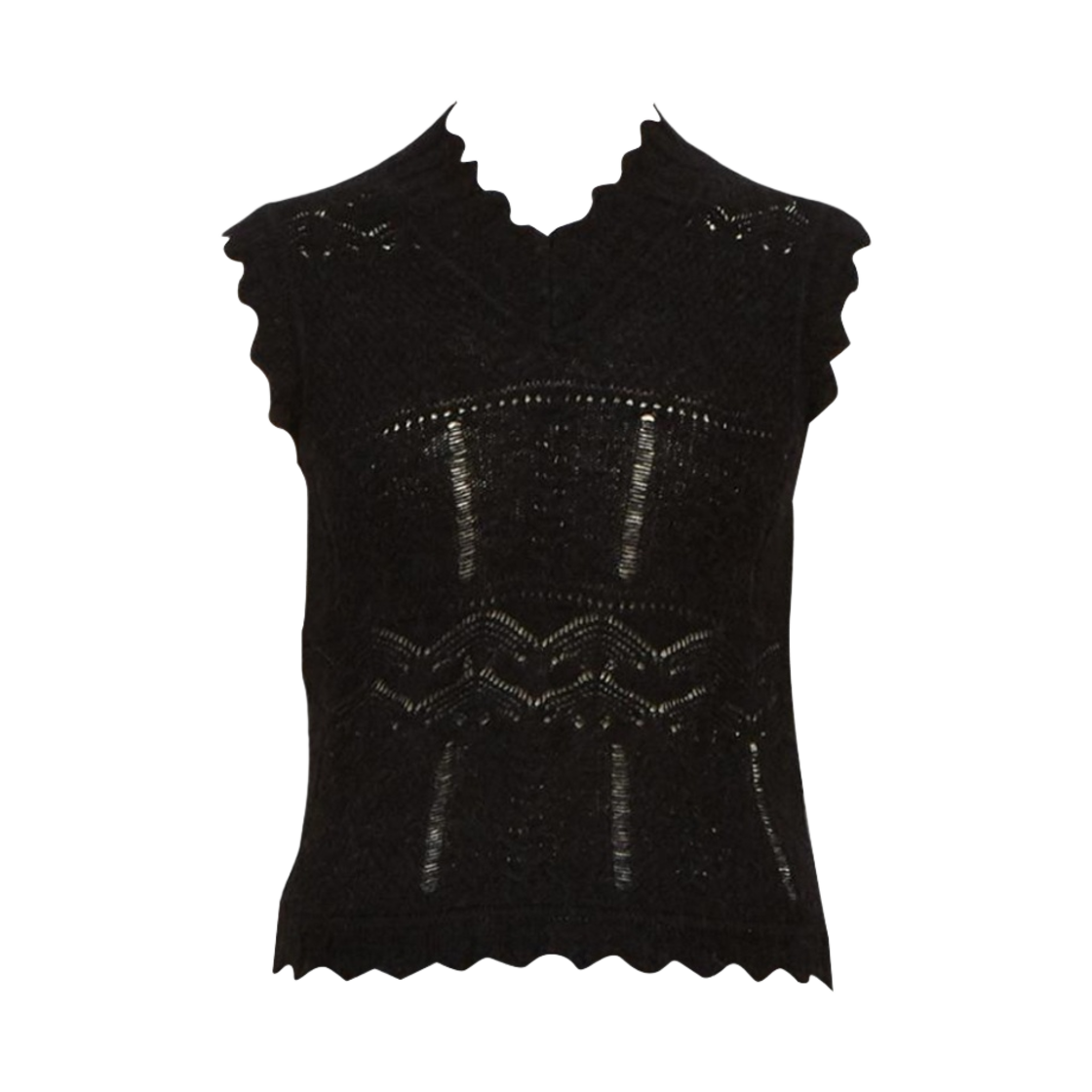 (W) 올 세인츠 바네사 레이스 스칼롭 엣지 크롭탑 블랙((W) All Saints Vanessa Lace Scallop Edge Cropped Top Black)