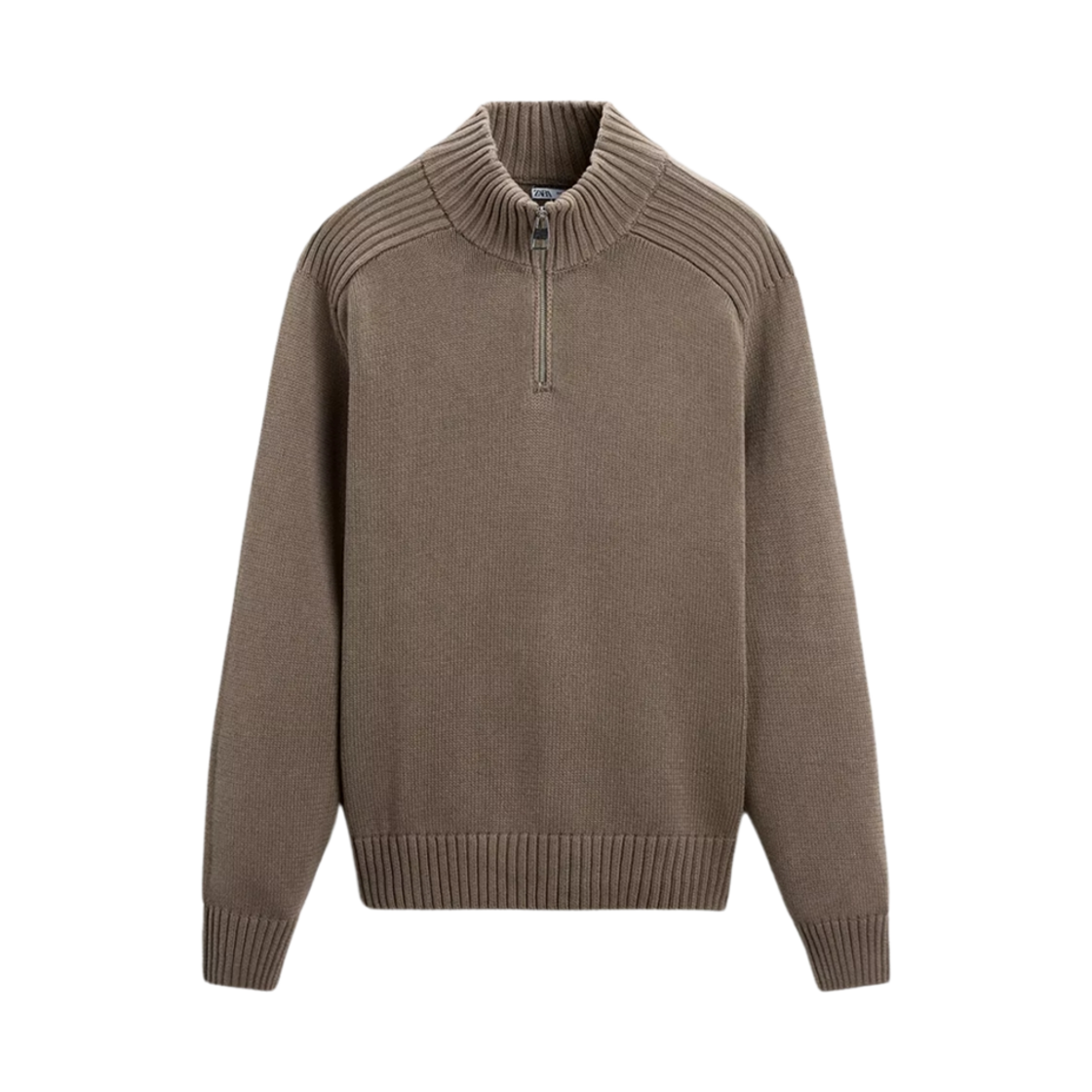 자라 하이 넥 지퍼 스웨터 토프 그레이(Zara High Neck Zipped Sweater Taupe Grey) - 1