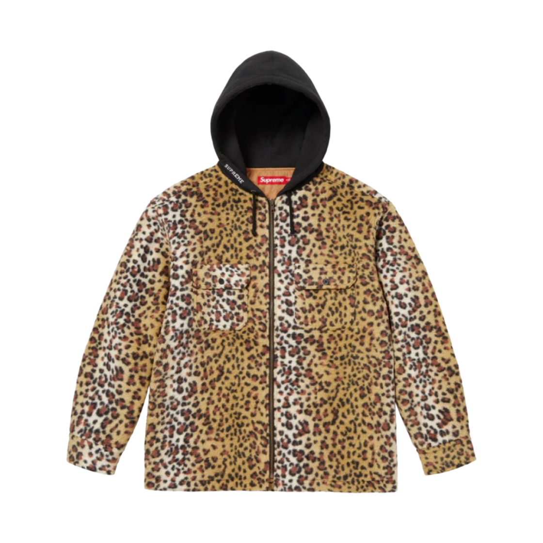 슈프림 플리스 집업 후드 셔츠 브라운 레오파드 - 23FW