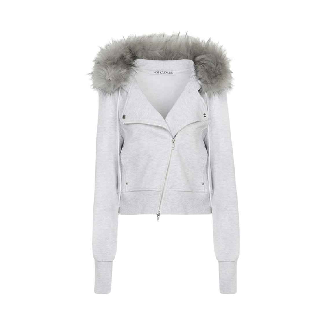 낫노잉 라이더 퍼 후드 집업 멜란지 화이트(Notknowing Rider Fur Hood Zip Up Melange White)