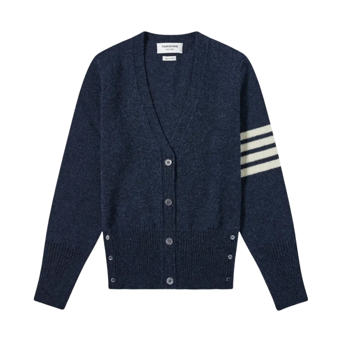 (W) 톰브라운 사선 울 가디건 네이비((W) Thom Browne 4-Bar Wool Cardigan Navy) - 1