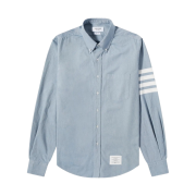 Thom Browne Flannel 4-Bar Straight Fit Shirt Dark Blue