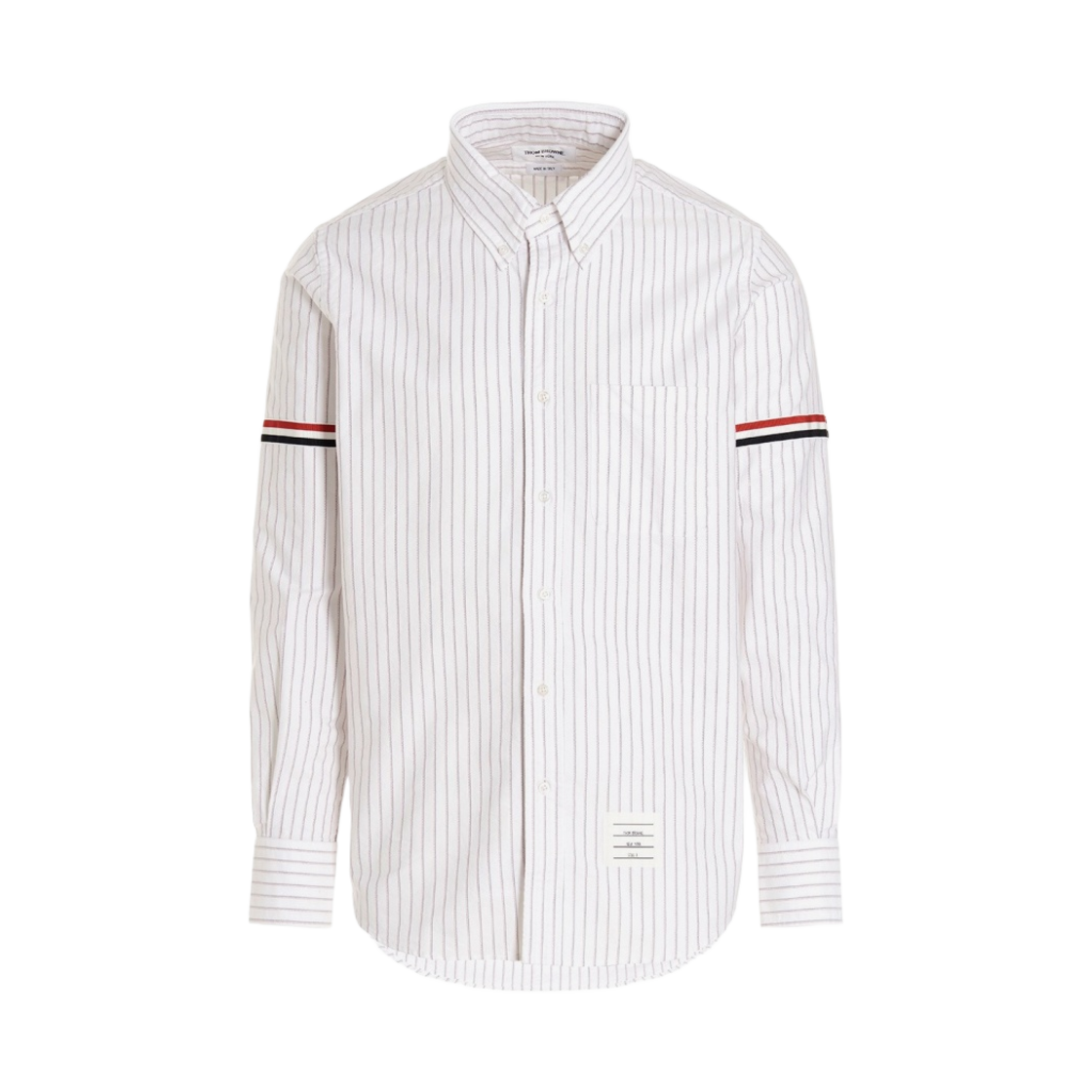톰브라운 쉐도우 핀스트라이프 옥스포드 암밴드 롱슬리브 셔츠 레드 화이트 블루(Thom Browne Shadow Pinstripe Oxford Armband Long Sleeve Shirt Red White Blue)