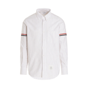 Thom Browne Shadow Pinstripe Oxford Armband Long Sleeve Shirt Red White Blue