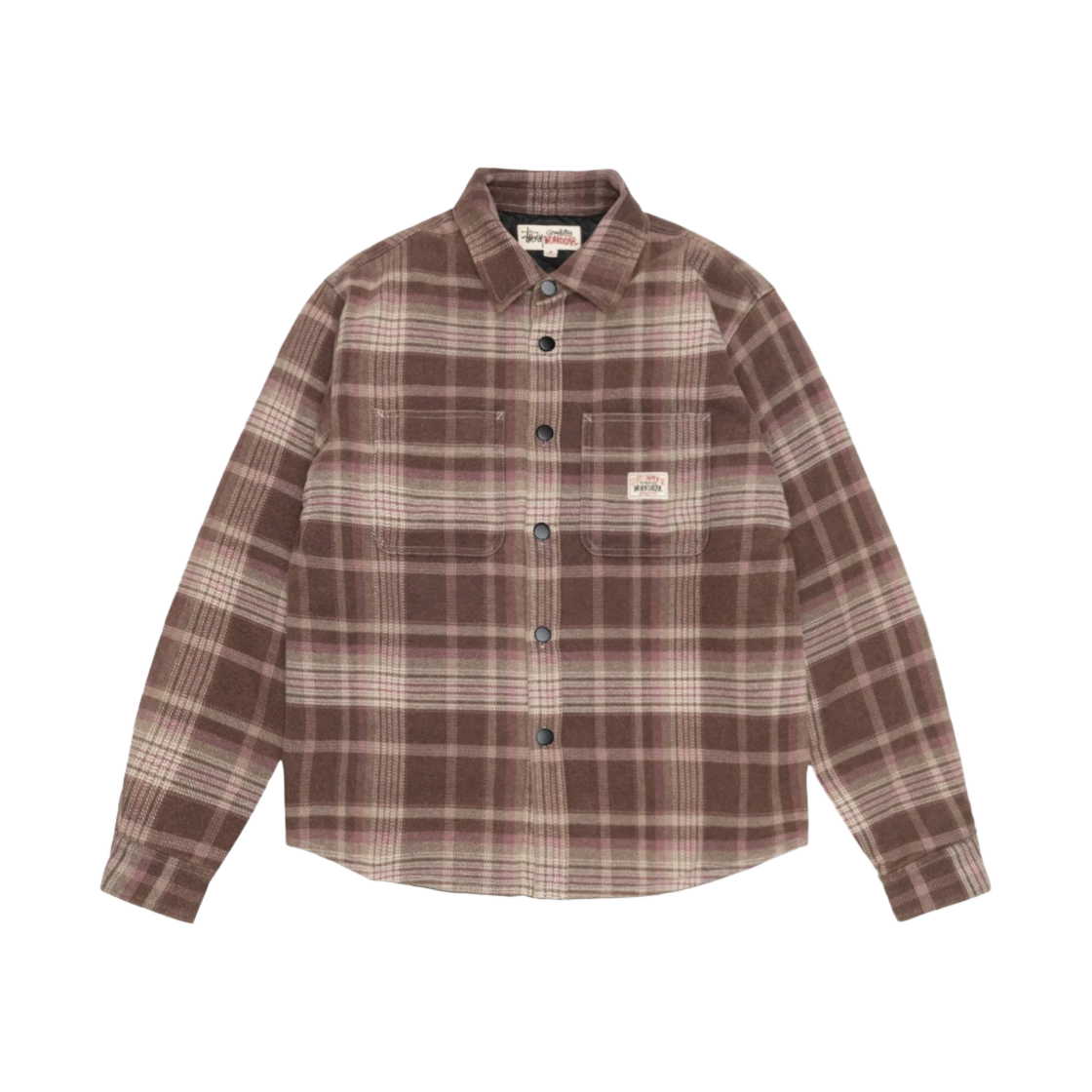 스투시 헤비 워시드 플레이드 셔츠 브라운