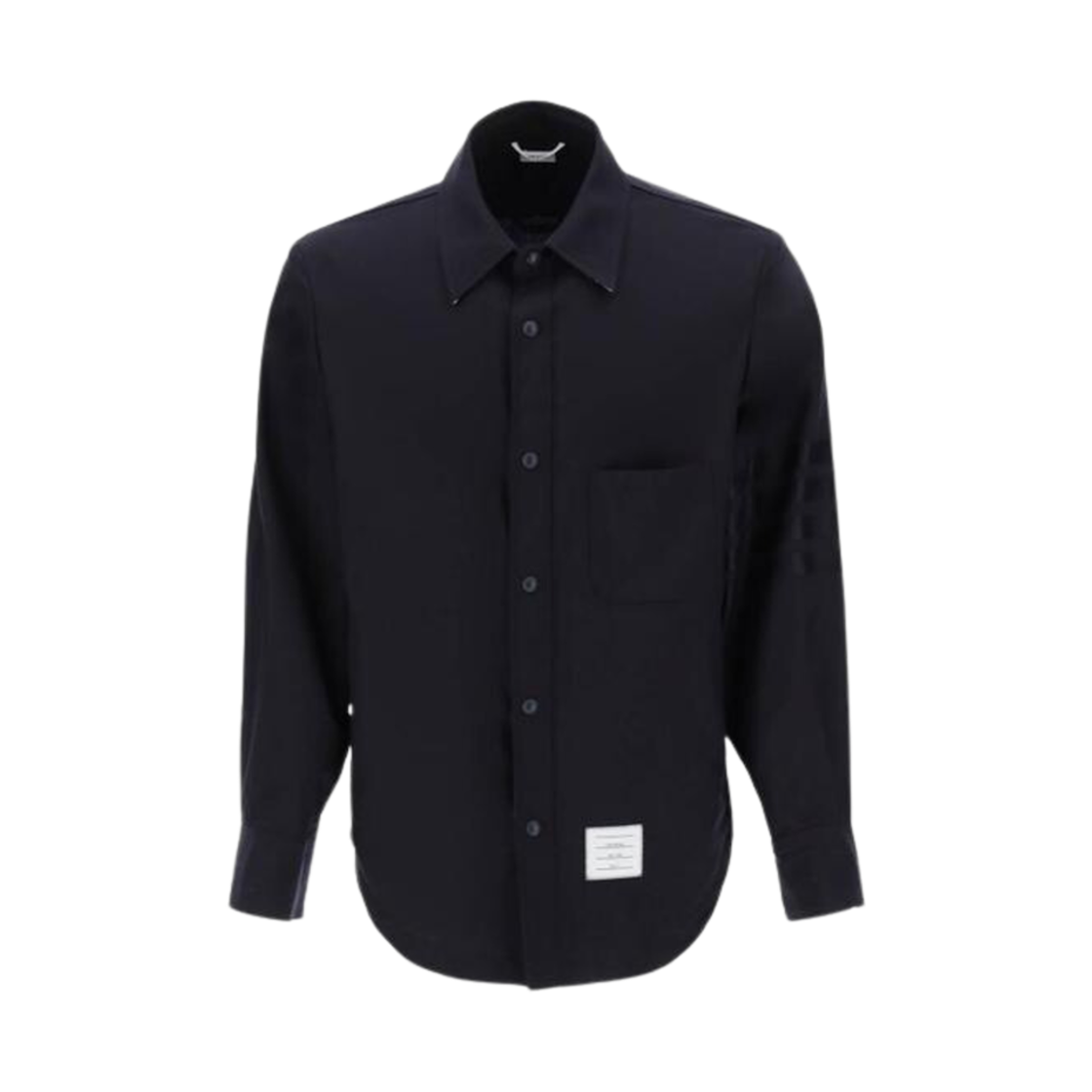 MJO055A-06146-420 Thom Browne Wool Snap Front 4-Bar Shirt Navy