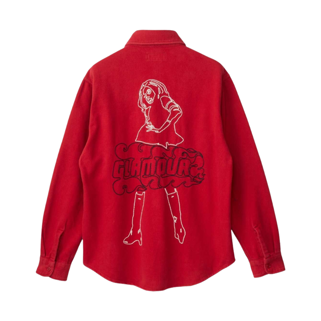 히스테릭 글래머 빅슨 걸 자수 워크 셔츠 레드(Hysteric Glamour Vixen Girl Embroidered Work Shirt Red) - 1