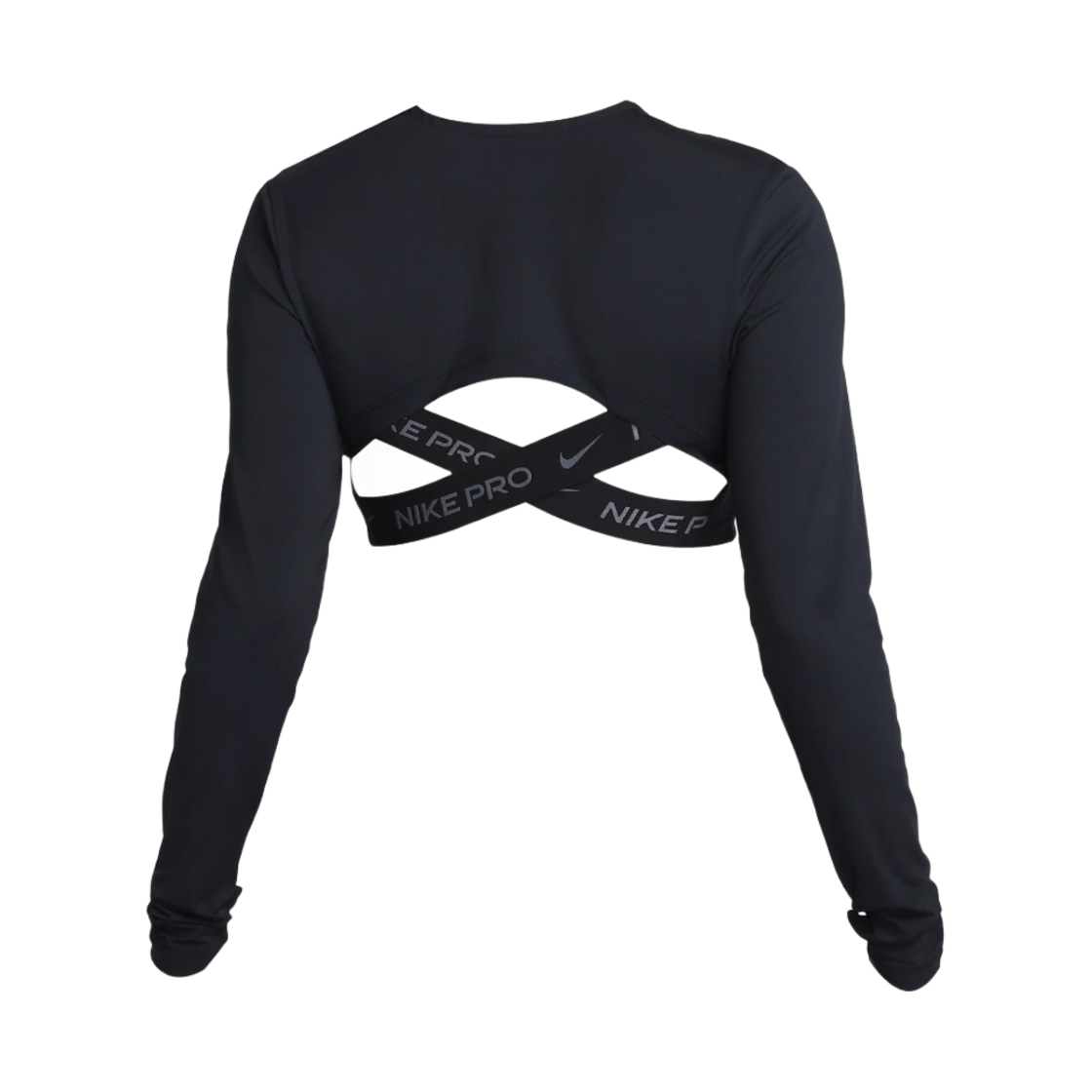 (W) 나이키 프로 드라이핏 크롭 롱슬리브 탑 블랙 아이언 그레이 - 아시아((W) Nike Pro Dri-Fit Cropped Long Sleeve Top Black Iron Grey - Asia) - 2