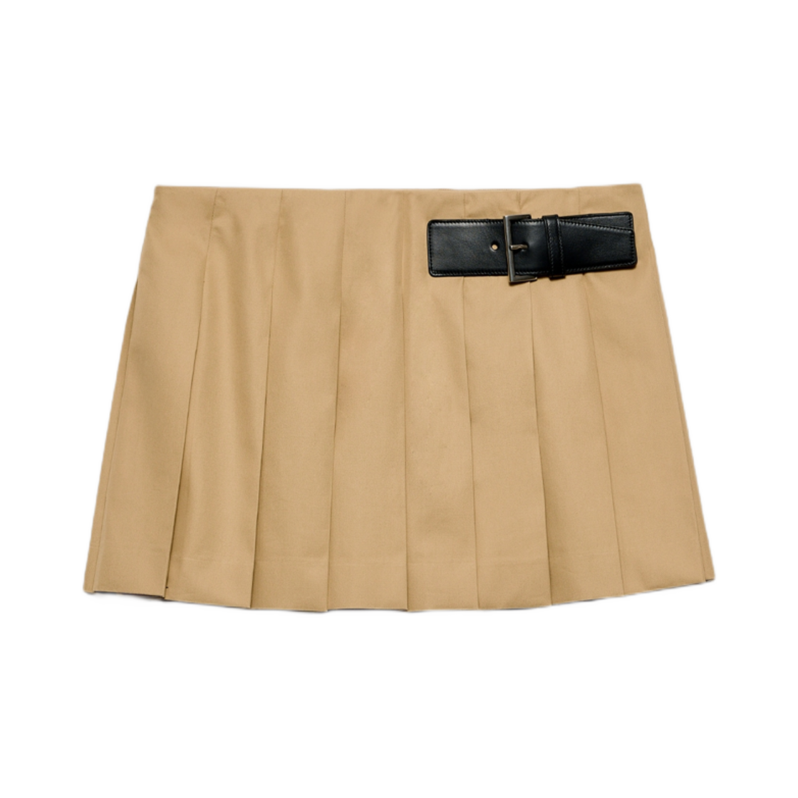 P123UE-14ZG-F0065 (W) Prada Twill Miniskirt with Leather Belt Cord - 대표 이미지 #1
