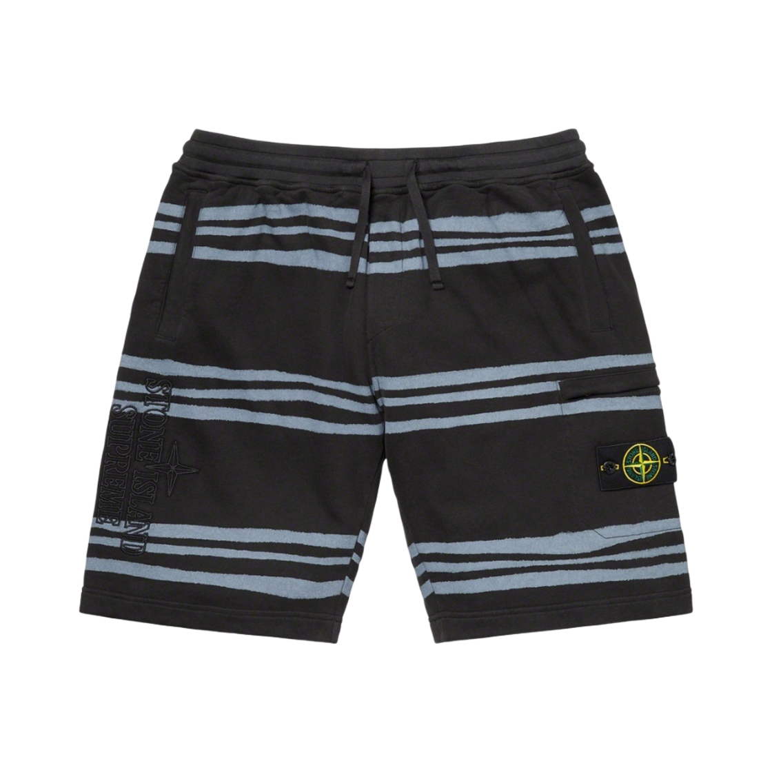 슈프림 x 스톤 아일랜드 워프 스트라이프 스웨트쇼츠 블랙 - 20FW(Supreme x Stone Island Warp Stripe Sweatshorts Black - 20FW) - 1