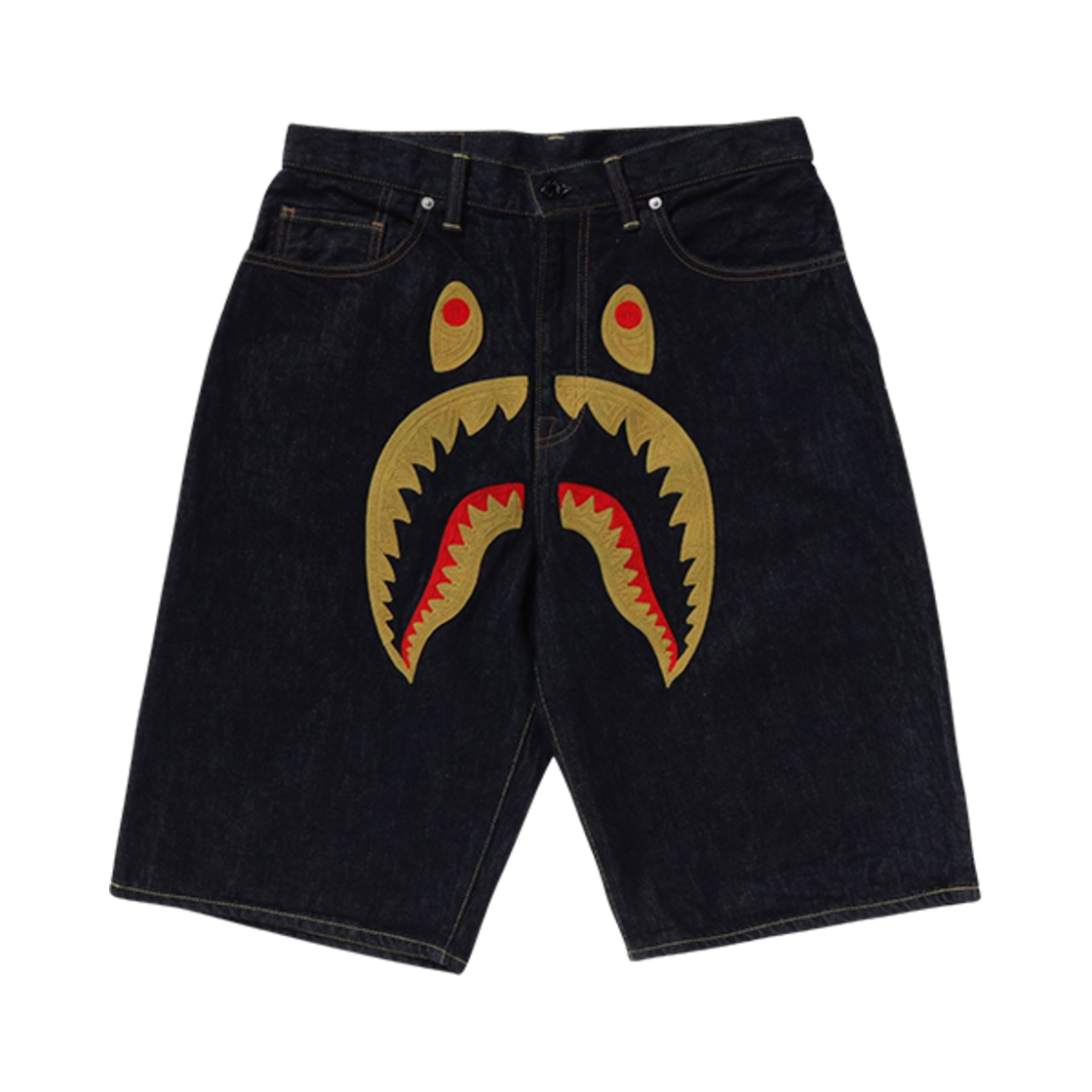 0ZXSPM151002M BAPE Shark Denim Shorts Navy Blue