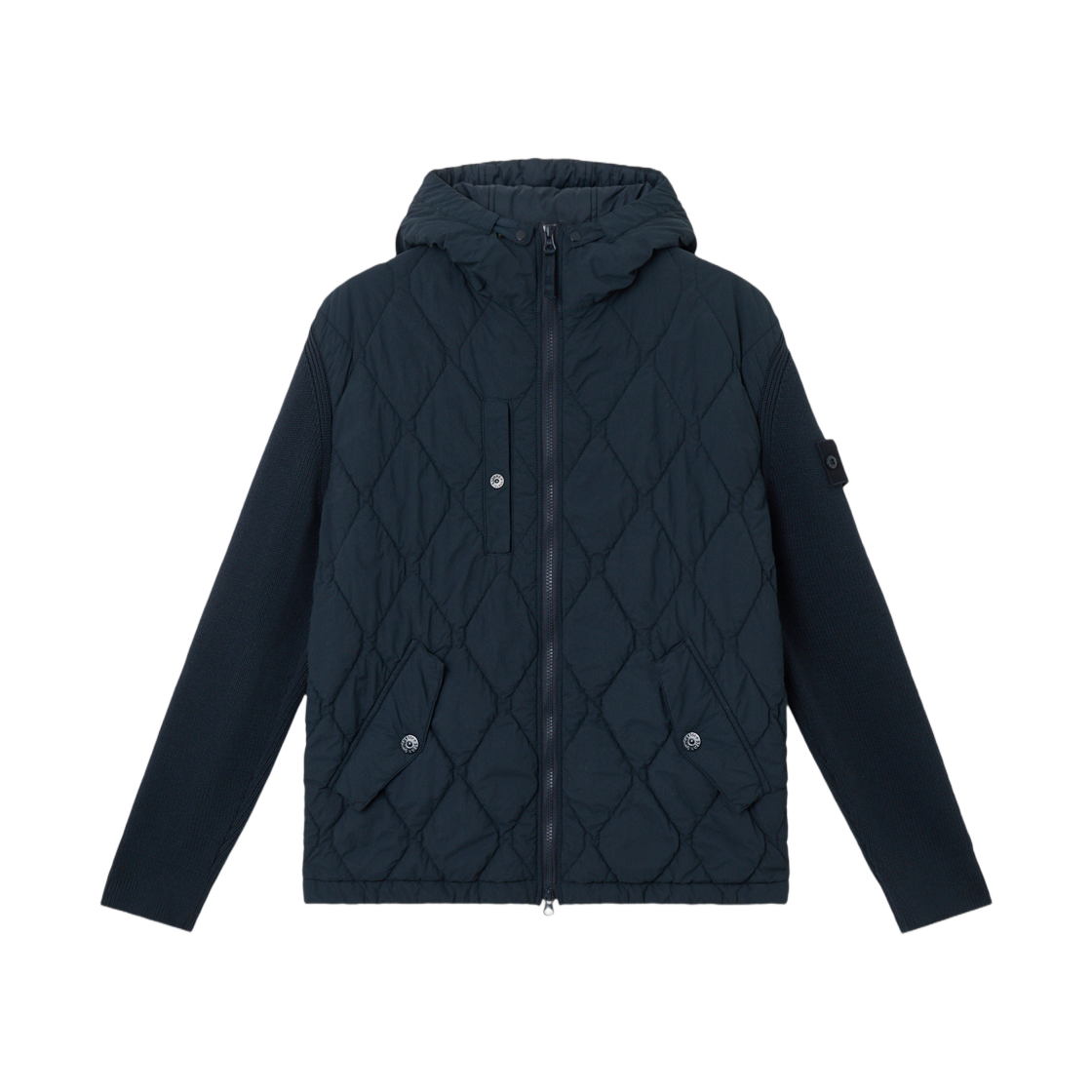 K1S1541000-70S00F6-V0020 Stone Island 4100070 Nylon Smerigliato Ghost Hooded Jacket with Padding and Anti Drop Navy Blue - 25SS