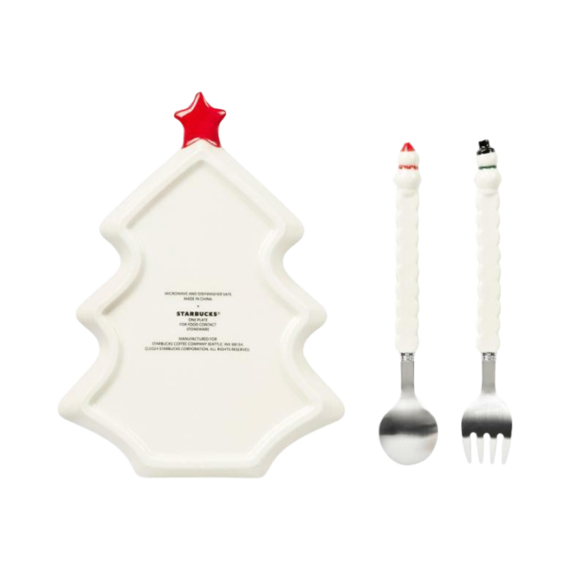 스타벅스 홀리데이 프렌즈 플레이트 & 커트러리 (3개 세트)(Starbucks Holiday Friends Plate & Cutlery (Set of 3)) - 2