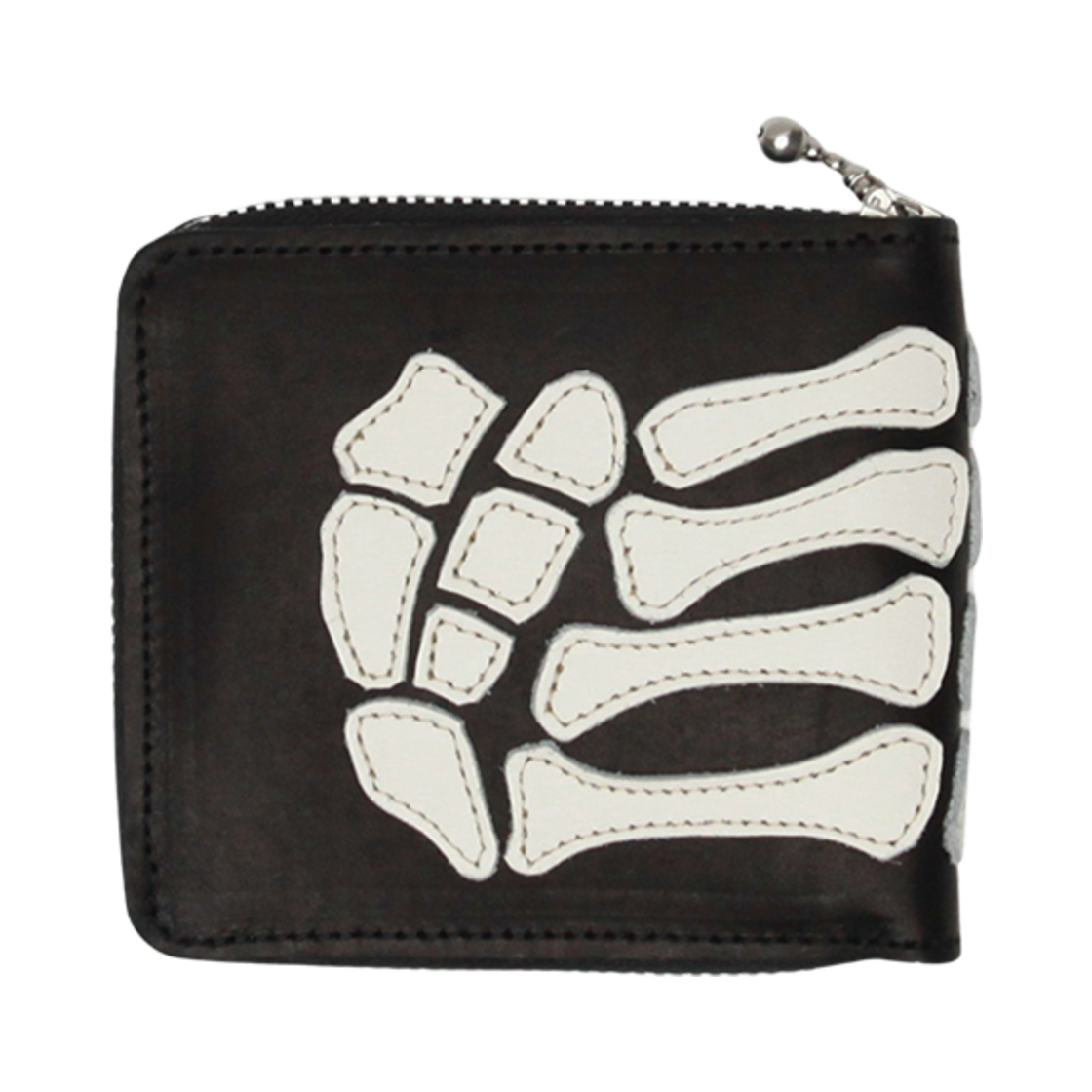 EK-1648XG Kapital Thumbs Up Bone Hand Zip Wallet Black
