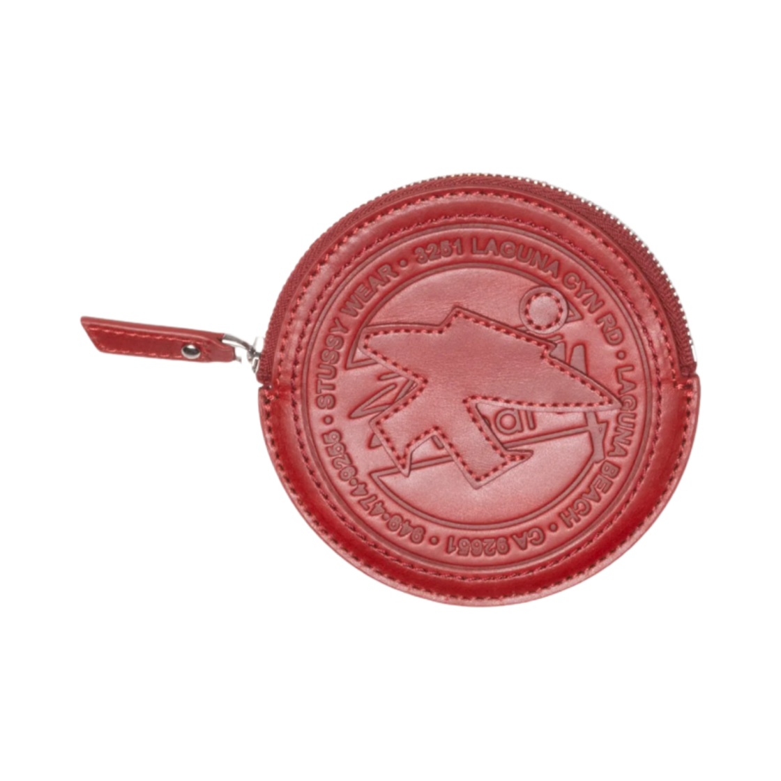 136141 Stussy Surf Dot Leather Pouch Fire Red