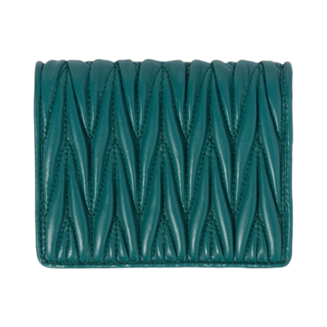 미우 미우 마테라쎄 나파 가죽 반지갑 라군 블루(Miu Miu Matelasse Nappa Leather Wallet Lagoon Blue) - 3